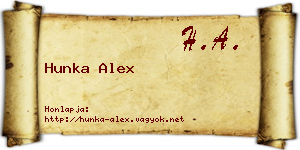 Hunka Alex névjegykártya